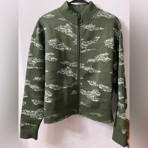 GymShark Adapt Camo Seamless Track Jacket Olive Green